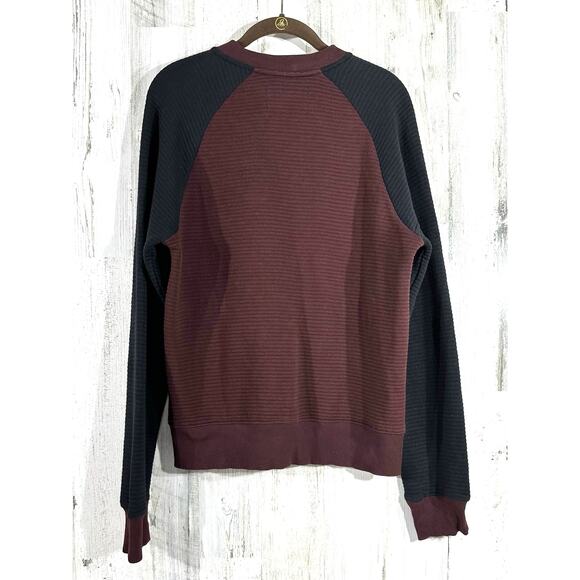 Essentials Zara Daily Outfit Zip Up Raglan Ribbed Jacket Medium Burgundy Black - Picture 2 of 9